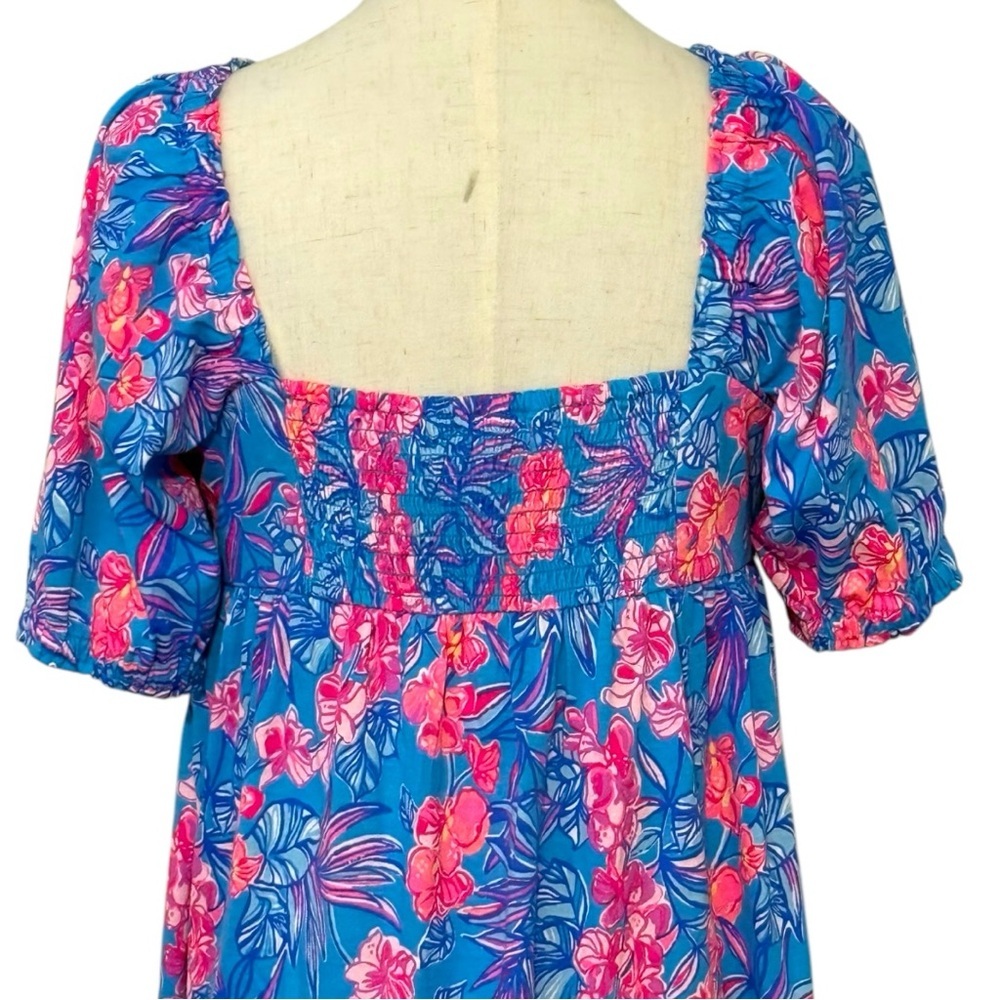 Lilly Pulitzer Delaney Dress Size 8 Cumulus Blue Orchid Oasis Short Sleeve - Picture 5 of 9